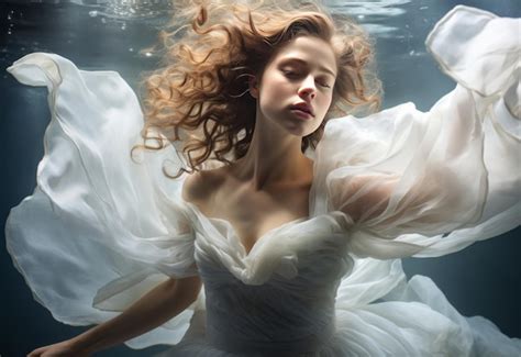 Premium Photo | Woman in White Dress Underwater