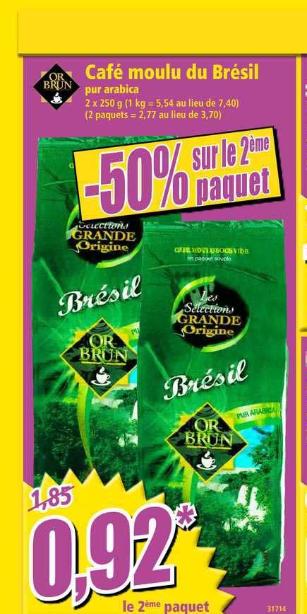 Promo Café Moulu Du Brésil Pur Arabica 50 Sur Le 2ème Paquet chez