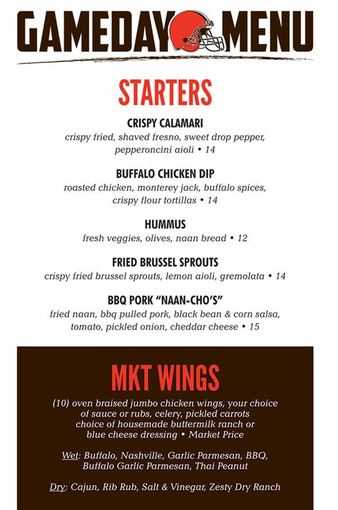 Browns Gameday Menu! - MARKET