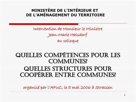 PPT MINIST È RE DE LINT É RIEUR ET DE LAM É NAGEMENT DU TERRITOIRE