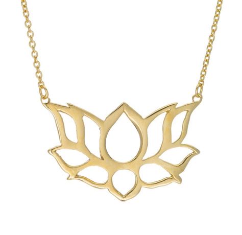 Gold Lotus Necklace 14k Gold Lotus Pendant Lotus Flower Etsy