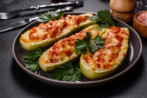 Courgettes Farcies Au Poulet Hach Champignons L Gumes Et Fromage