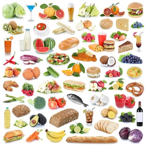 Recogida De Alimentos Y Bebidas Collage Comer Frutas Saludables