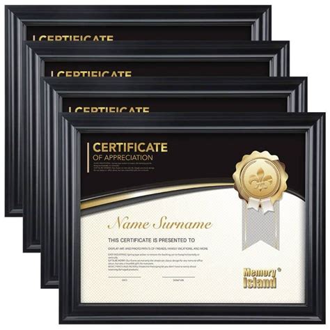 Buy Memory Island Document Frames 8 5x11 Set Of 4 Pack Certificate