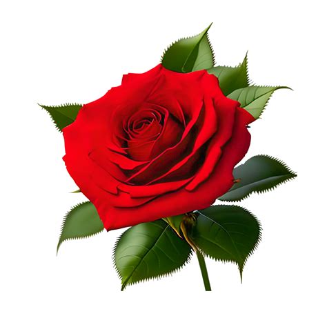 Beautifull The Nature Red Rose Flower With Green Leaf Png