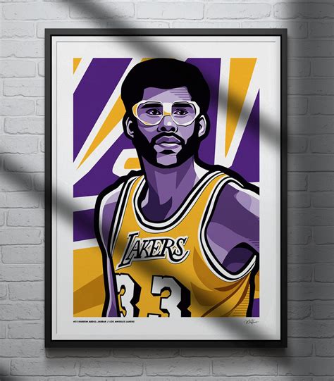 Kareem Abdul Jabbar Poster Los Angeles Lakers Basketball Art Print Etsy