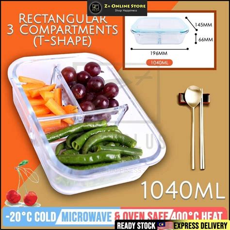 Z Plus Rectangle Microwave Safe Glass Container Glass Food Storage Glass Lunch Box Airtight