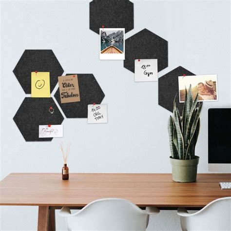 Navaris Hexagon Felt Board Tiles Set Of Notice Memo Bulletin Boards