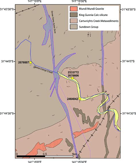 2 Simplified Geological Map Showing The Locations Labelled With GA