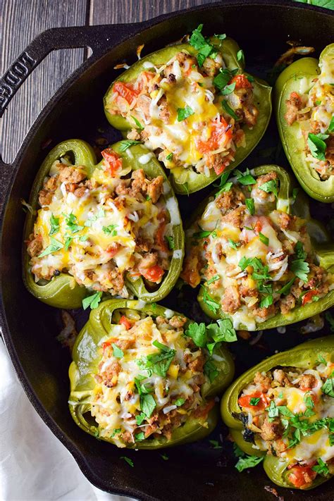 Ground Turkey Stuffed Peppers Recipe - Kitchen Swagger