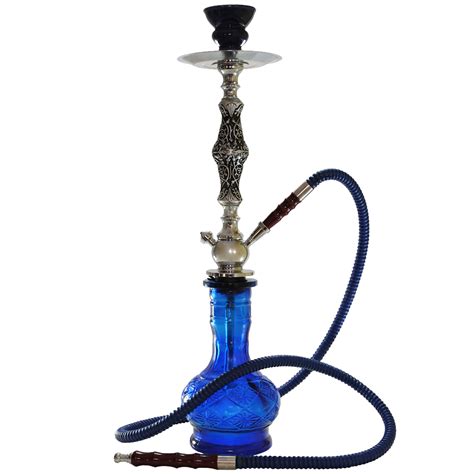 Arabic Blue Glass Hookah Isolated On White Background Hookah Store