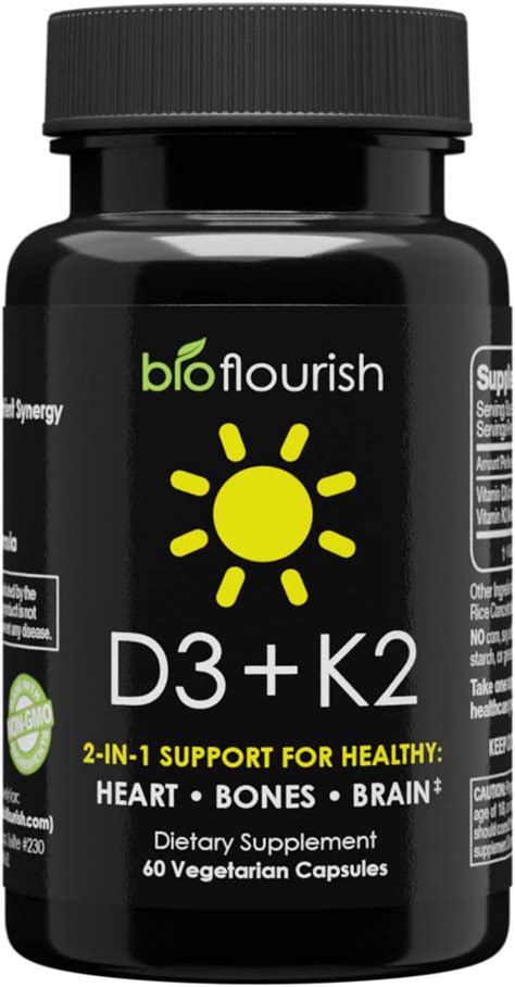 Bioflourish Premium Vitamin D3 5000 Iu With K2 100 Mcg Bone Brain And Heart