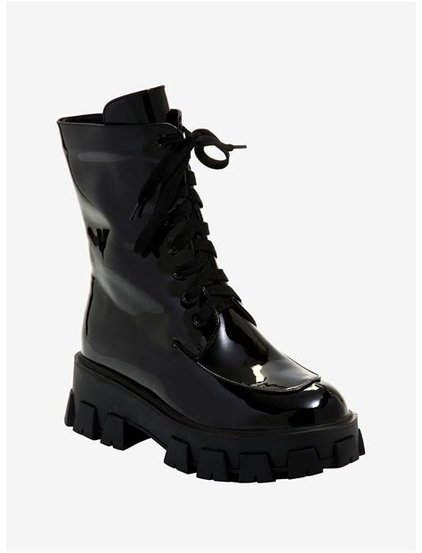 Black Patent Platform Combat Boots Hot Topic