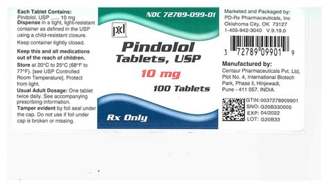 Dailymed Pindolol Tablet