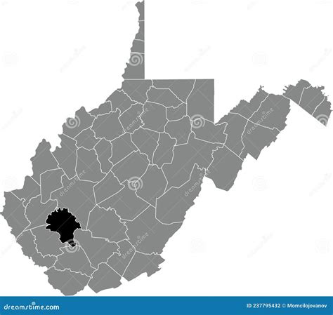 Location Map Of The Boone County Of West Virginia Usa Stock Vector