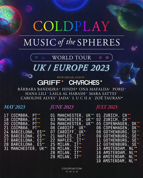 Music Of The Spheres World Tour EU UK Leg Tour Support Acts Announced