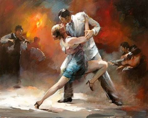 Pareja Bailando Tango Bajo La Luna Tango Art Dancer Painting Painting