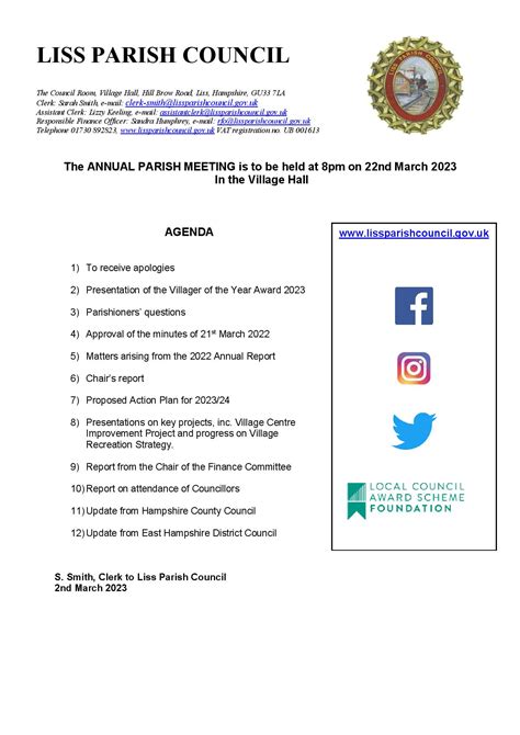 Annual Parish Meeting 2023 Liss Parish Council