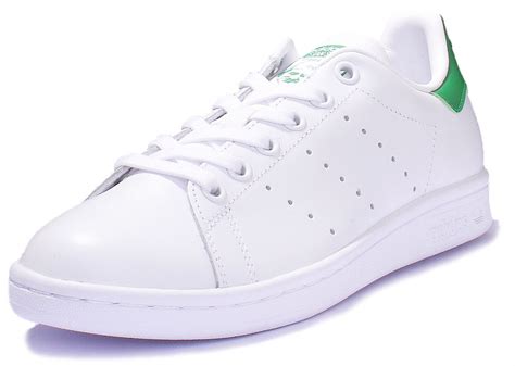 Adidas Stan Smith Womens Leather Matt White Green Trainers Uk Size