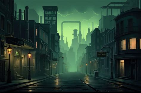 Premium Photo | Dark green city illustration