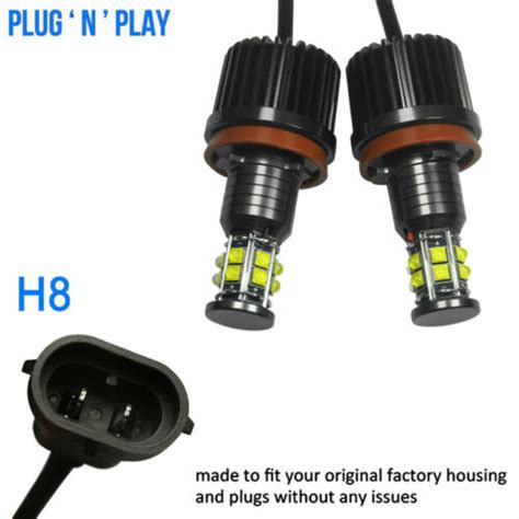 2x H8 LED 120W 6000K White Angel Eyes Halo Ring Bulb For BMW E81 E90