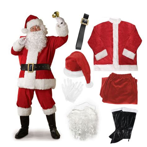 Velvet Santa Claus Costume Father Christmas Fancy Dress Santa Claus