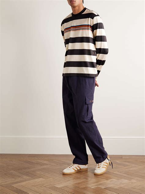 POP TRADING COMPANY Paul Smith Logo Embroidered Striped Cotton Jersey