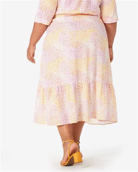 Riachuelo Saia Midi Plus Size Feminina Evas Uma Maria Abstrato