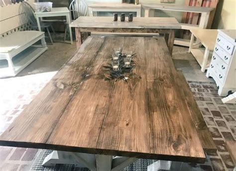 Rustic Pedestal Farmhouse Table With Benches Provincial Brown Etsy Farmhouse Table With Bench