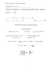 ECEN 340 Mid Term 1 Solutions Pdf ECEN 340 Mid Term 1 Solutions