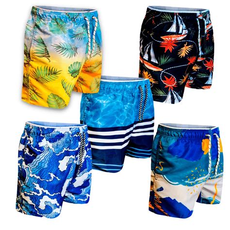 KIT 5 Shorts Praia Mauricinho 3 Bolsos Adulto Estampado Tactel Shopee