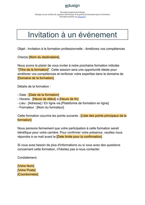 Demande de stage Modèle de mail gratuit Edusign