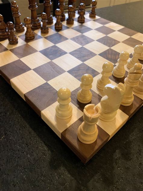 Hardwood Chess Board Made From Walnut And Maple Handmade Etsy