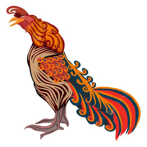 Ornamental Rooster Crows Vector Crowding Farm Animals Bird Png And