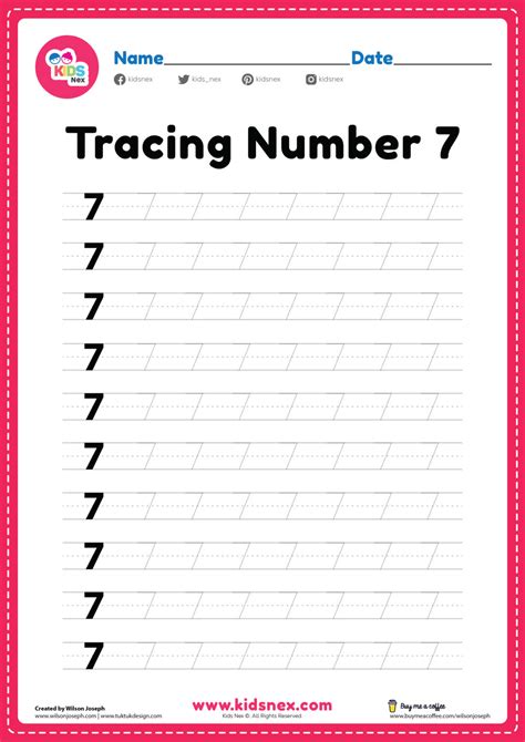 Tracing Number 7 Worksheet Free Printable Pdf For Kids