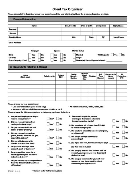 Free Printable Tax Organizer Fill Out And Sign Online Dochub