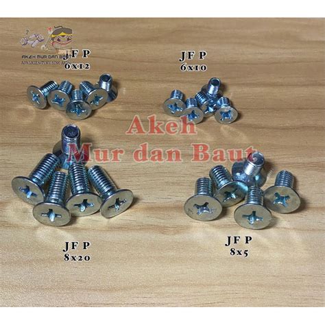 Jual Baut Jf Besi M M M Baut Flat Head Kepala Rata M M M Baut