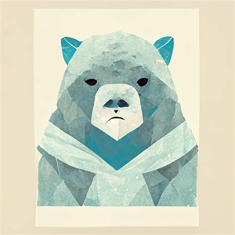 Premium AI Image Polar Bear Portrait Flat Illustration