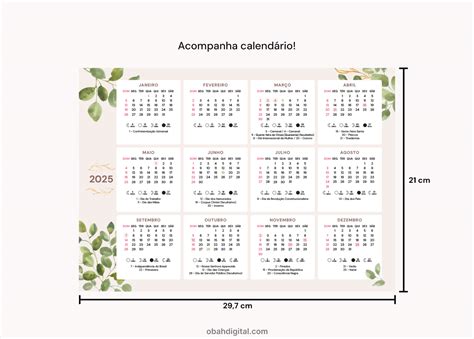 Planner Digital Mensal A Para Imprimir Obah Digital