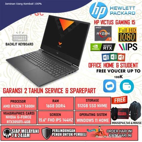 Promo LAPTOP GAMING HP VICTUS 15 FB0012AX AMD RYZEN 7 5800H 16GB 512GB