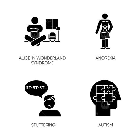 Mental Disorder Glyph Icons Set Optical Sign Symbol PNG And Vector