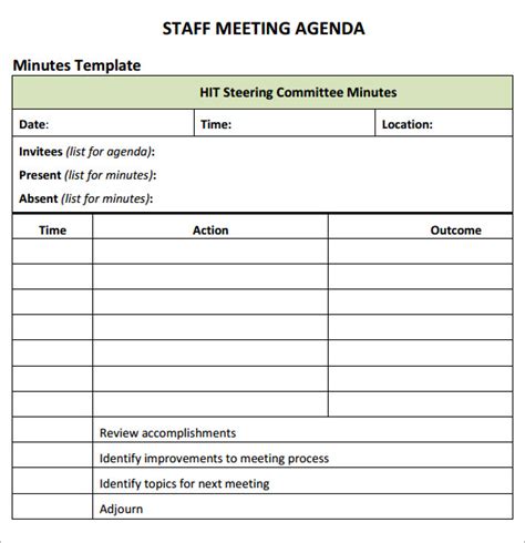 Staff Meeting Agenda - 7 Free Download for PDF