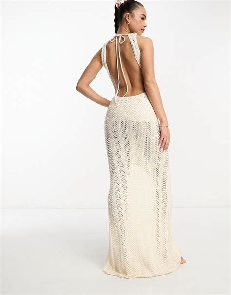 Style Cheat Crochet Open Back Maxi Dress In White Shopstyle