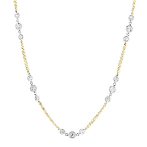 K Yellow White Gold Diamond Station Necklace Borsheims