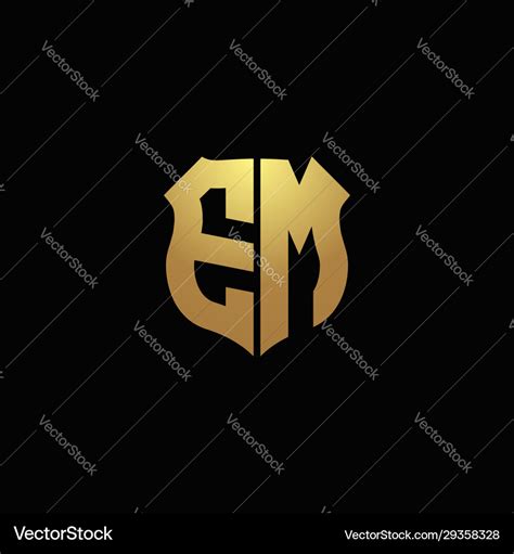 Em Logo Monogram With Gold Colors And Shield Vector Image