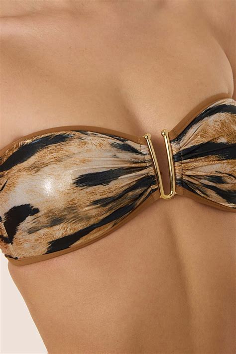 Ayyıldız Parlak Kahverengi Straplez Bikini Takımı Hızlı Kargo