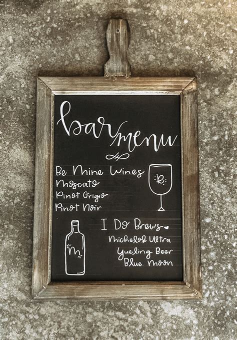 Cute Chalkboard Bar Menu For Wedding Beer And Wine