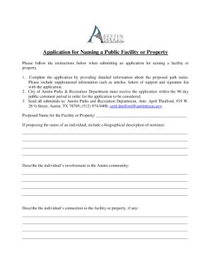 Fillable Online Application For Facility Naming Fax Email Print Pdffiller