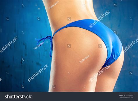 Hot Beautiful Woman Blue Bikini Posing Stock Photo Shutterstock