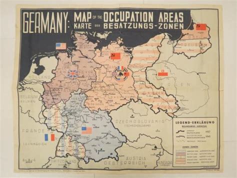 Germany Map Of The Occupation Areas Karte Der Besatzungs Zonen 1945